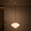 Szklana lampa wisząca TRESCO 8980 Argon Mleczne Szkło Miedziane detale